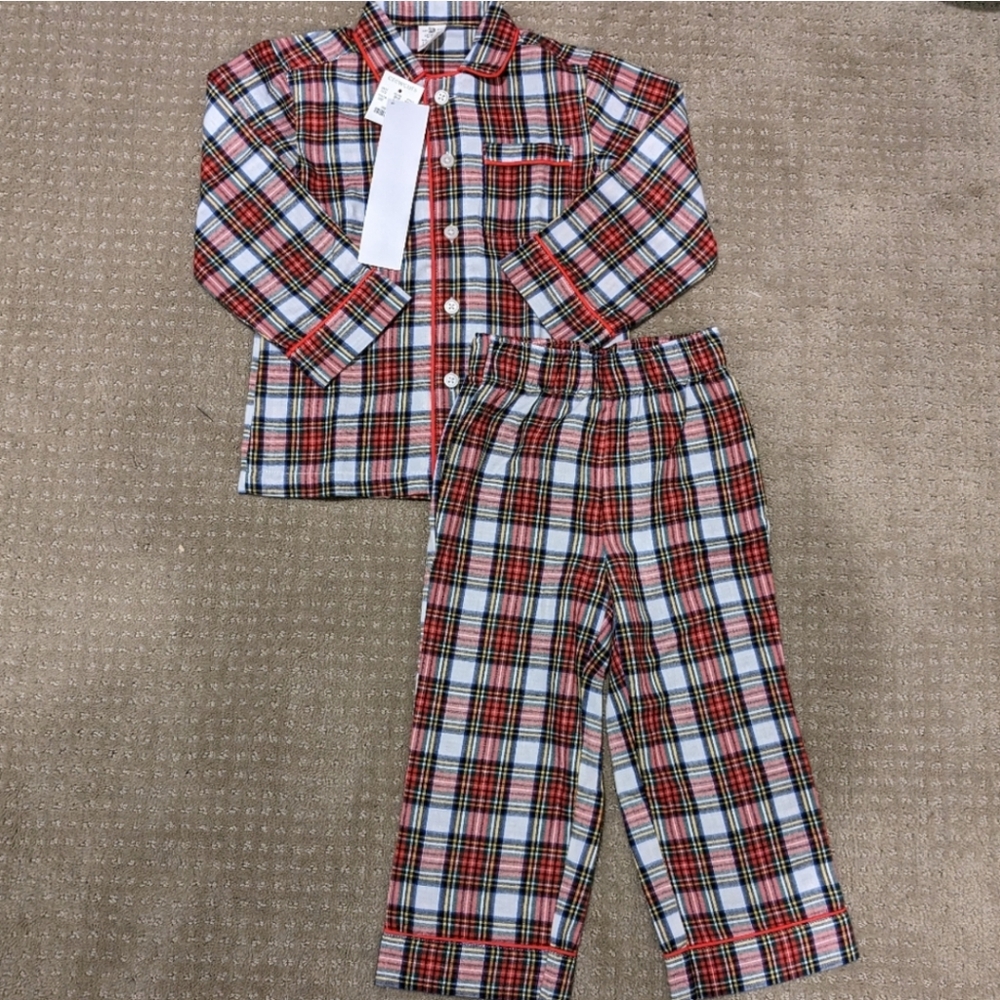 J. Crew Crewcuts Christmas Plaid Red Tartan Matching Holiday Pajama Set